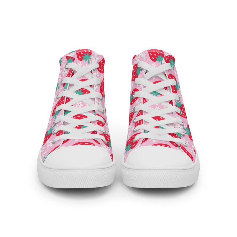 Strawberry High Top #136 - Close Up Detail | HA!LO Canvas Sneakers