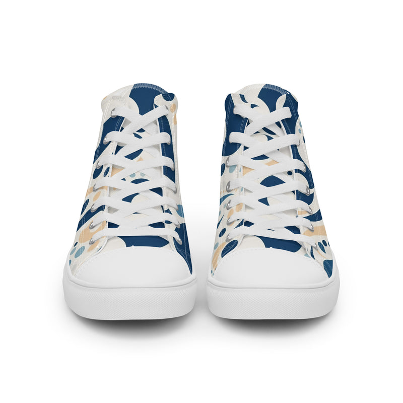 Blue Folk High Top #137 - Close Up Detail | HA!LO Canvas Sneakers