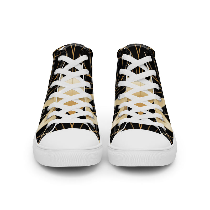 Art Deco Gold High Top #138 - Close Up Detail | HA!LO Canvas Sneakers