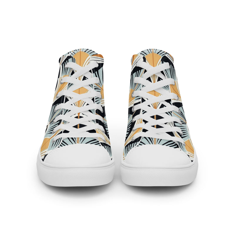 Art Deco Fan High Top #144 - Close Up Detail | HA!LO Canvas Sneakers