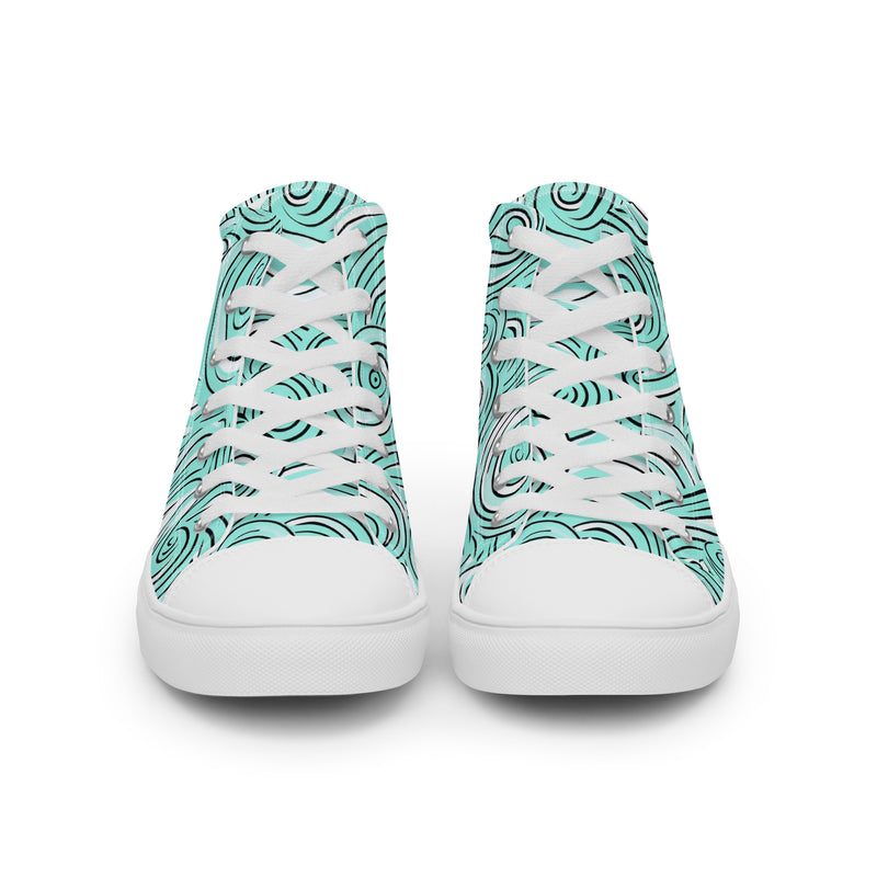 Teal Swirl High Top #145 - Close Up Detail | HA!LO Canvas Sneakers