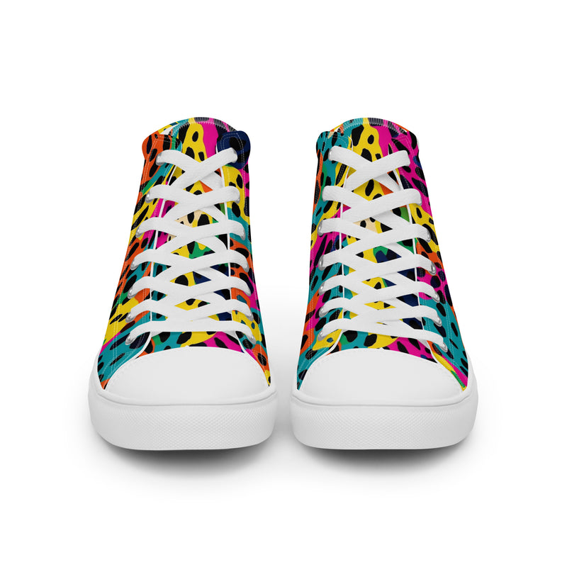Rainbow Leopard High Top #147 - Close Up Detail | HA!LO Canvas Sneakers