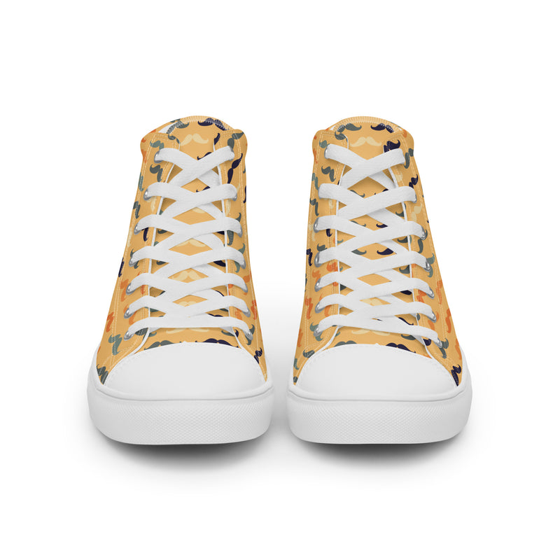 Gold Houndstooth Dad High Top #171 - Close Up Detail | HA!LO Canvas Sneakers