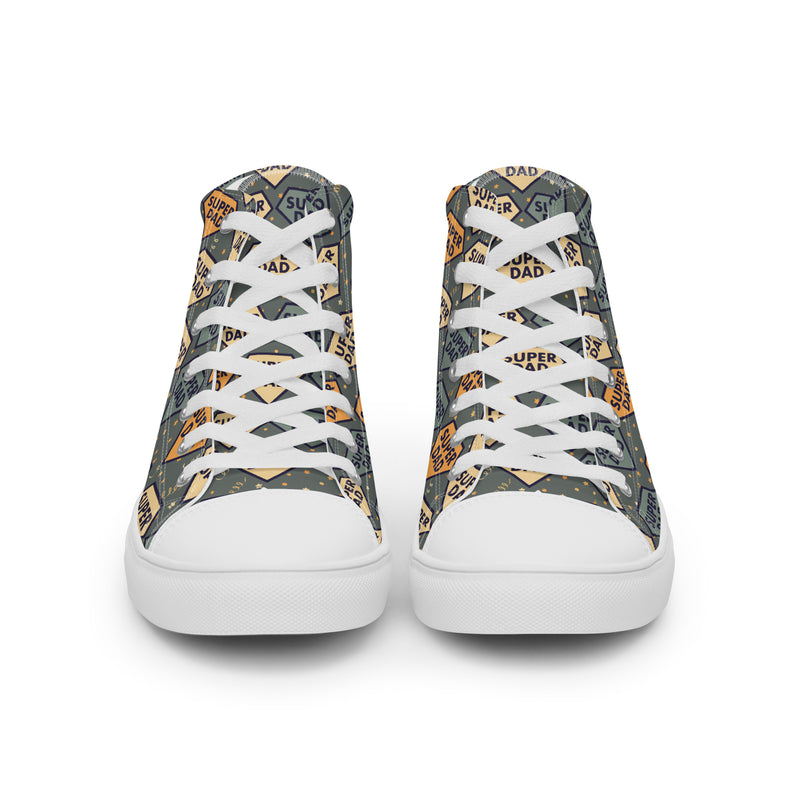 Dad Badge Teal High Top #168 - Close Up Detail | HA!LO Canvas Sneakers