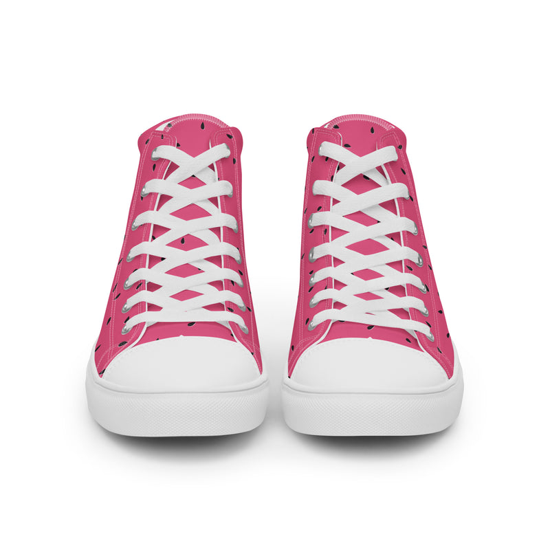 Watermelon Pink High Top #185 - Close Up Detail | HA!LO Canvas Sneakers