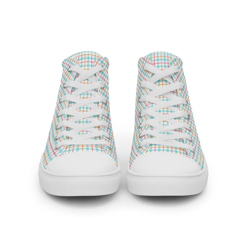 Pastel Check High Top #193 - Back View | HA!LO Canvas Sneakers