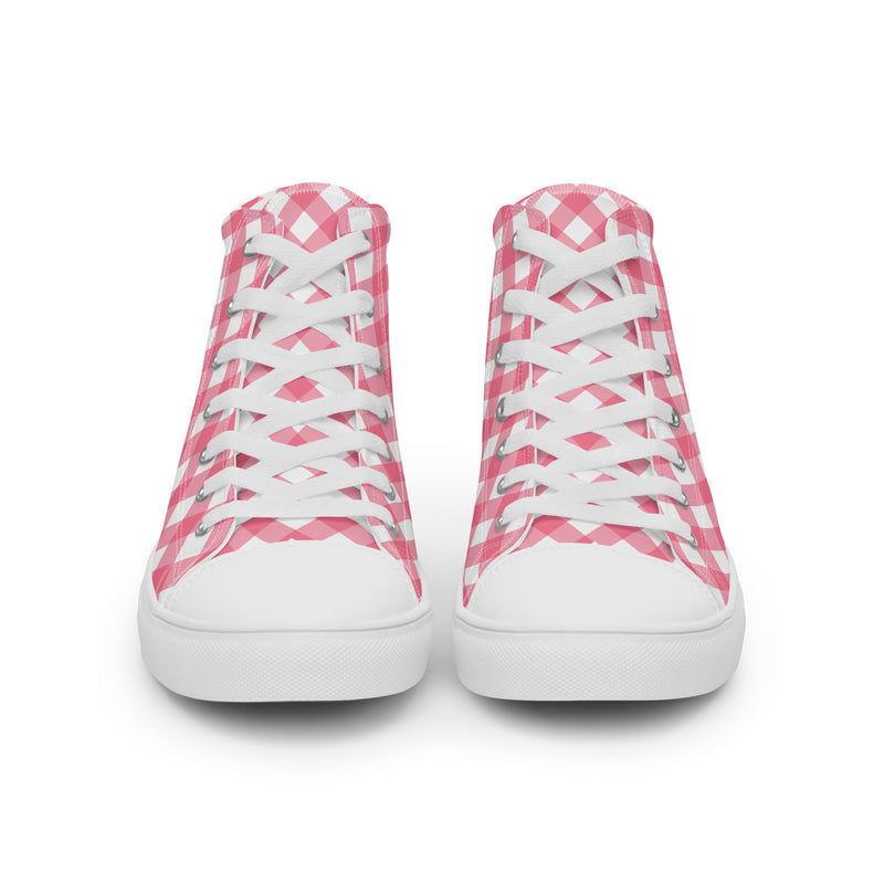 Rose Gingham High Top #194 - Back View | HA!LO Canvas Sneakers