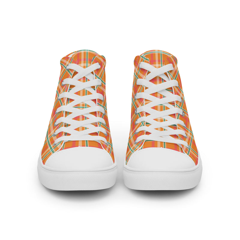 Autumn Plaid High Top #197 - Close Up Detail | HA!LO Canvas Sneakers