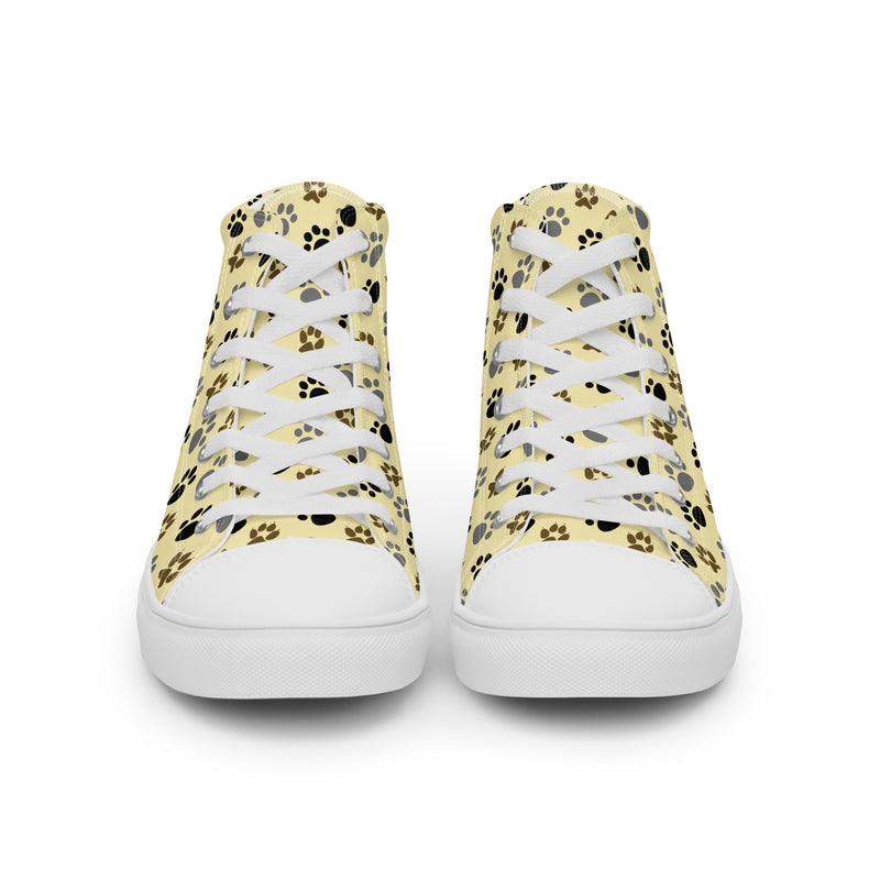 Paw Print Cream High Top #213 - Close Up Detail | HA!LO Canvas Sneakers