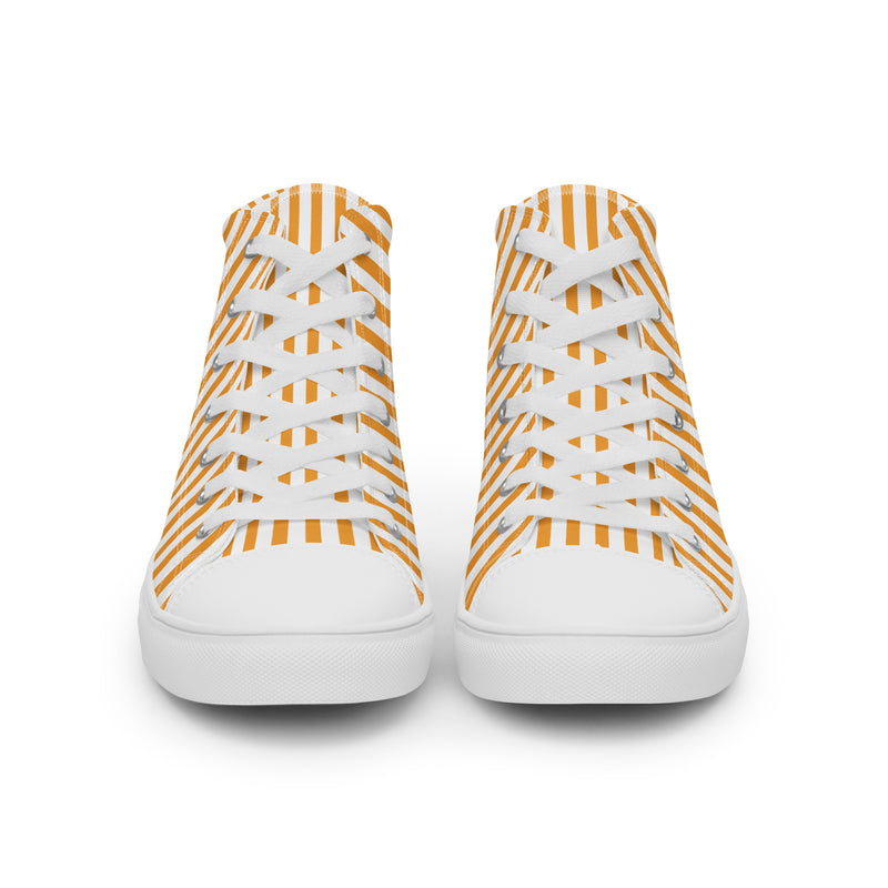 Orange Pinstripe High Top #226 - Close Up Detail | HA!LO Canvas Sneakers