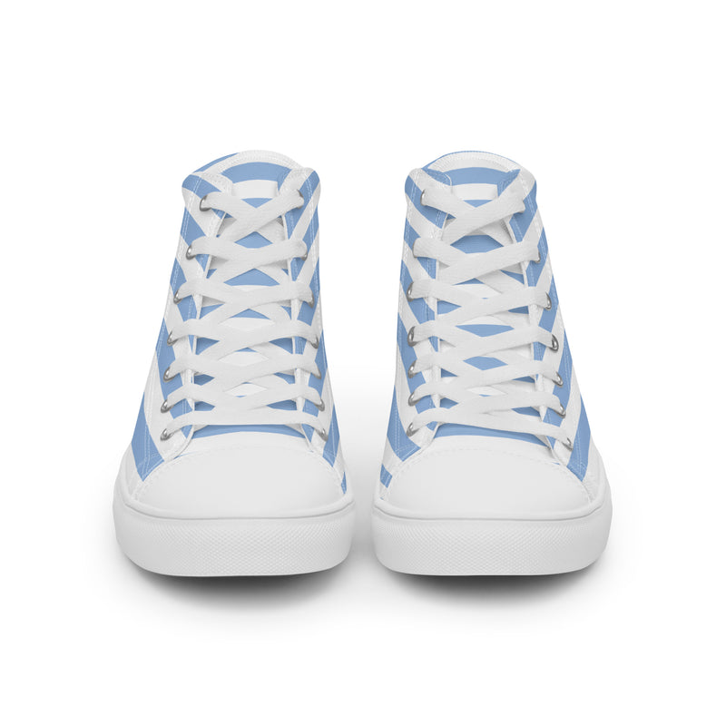 Blue Stripe High Top #242 - Close Up Detail | HA!LO Canvas Sneakers