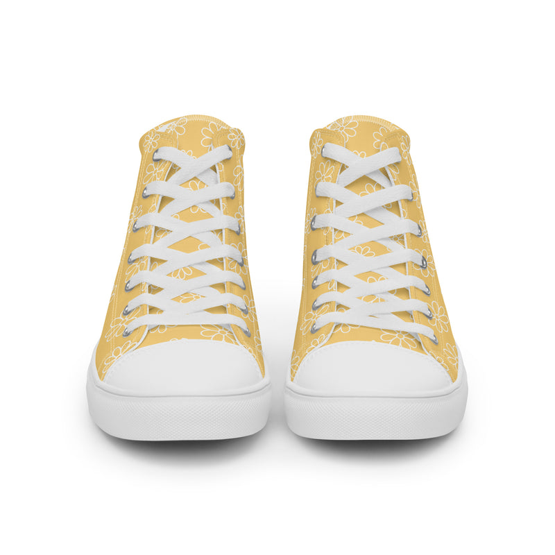 Yellow Daisy High Top #243 - Close Up Detail | HA!LO Canvas Sneakers