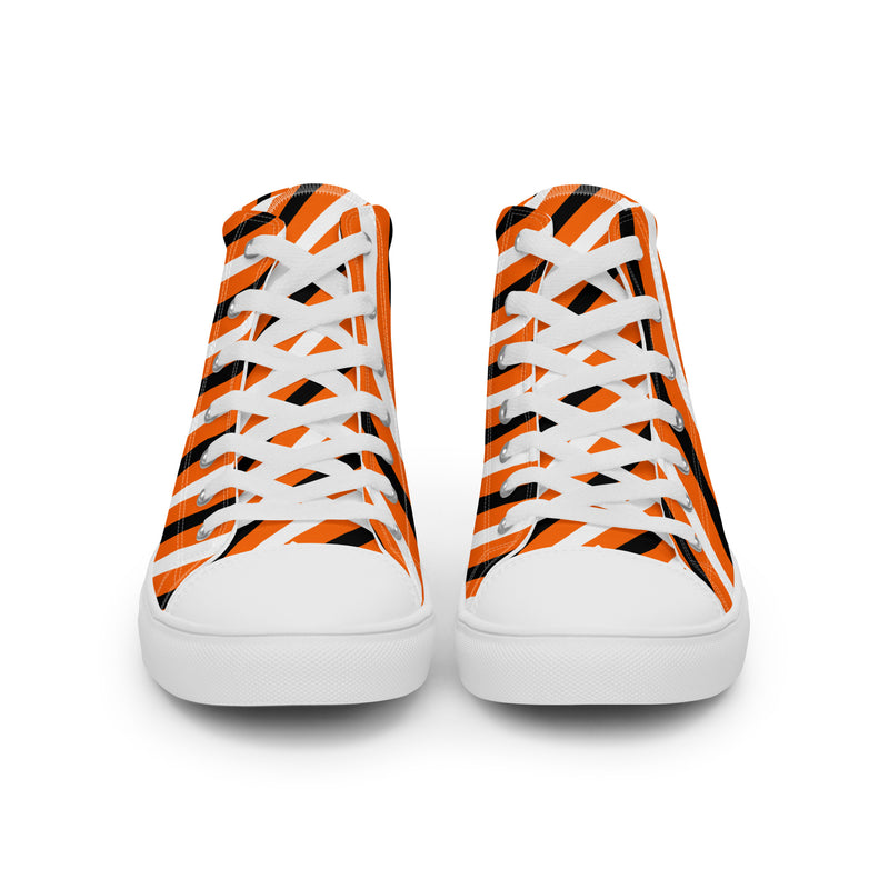 Orange Diagonal High Top #247 - Close Up Detail | HA!LO Canvas Sneakers