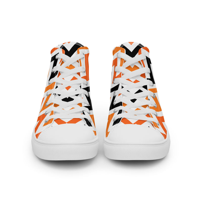 Orange Chevron High Top #252 - Close Up Detail | HA!LO Canvas Sneakers