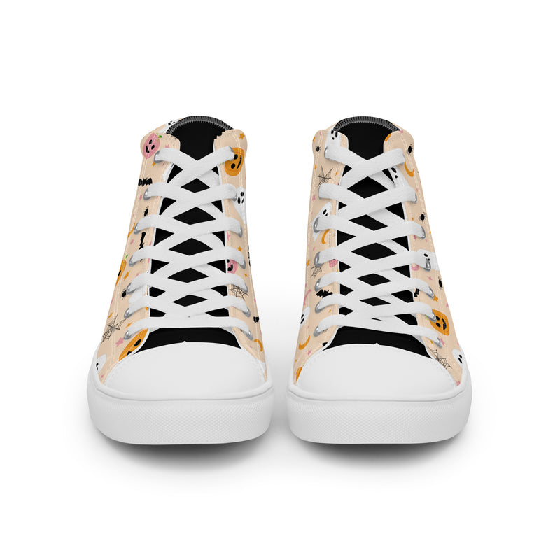 Halloween Cream High Top #255 - Close Up Detail | HA!LO Canvas Sneakers