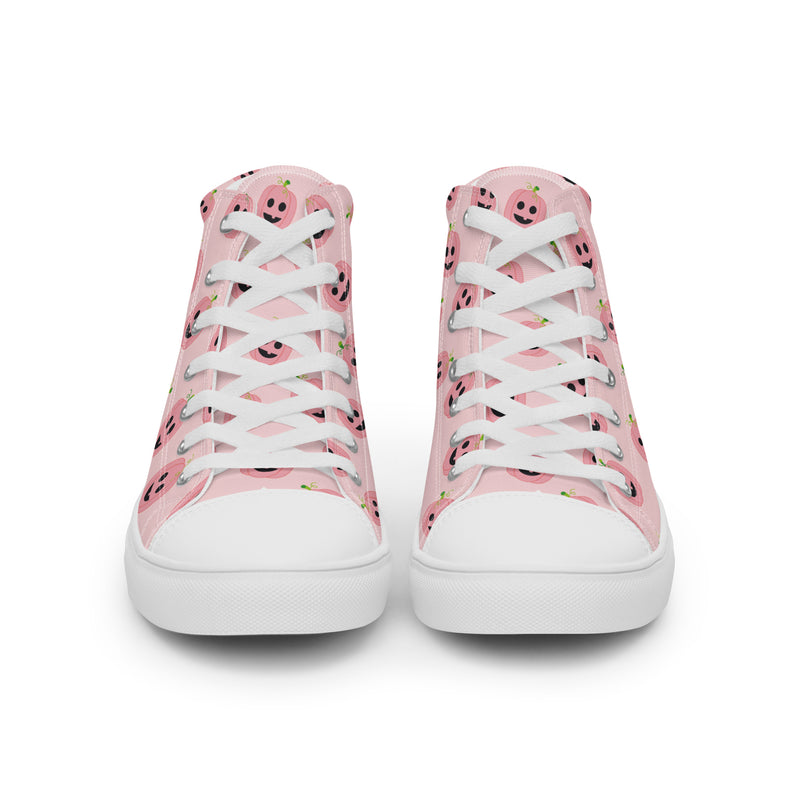Pink Pumpkin High Top #259 - Close Up Detail | HA!LO Canvas Sneakers