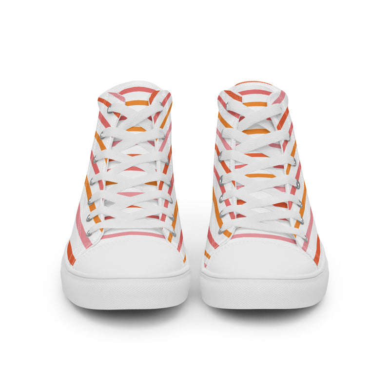 Orange Stripe High Top #261 - Close Up Detail | HA!LO Canvas Sneakers