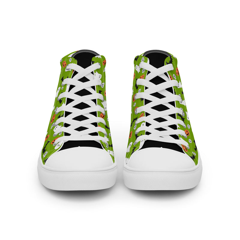 Green Doodle High Top #270 - Close Up Detail | HA!LO Canvas Sneakers