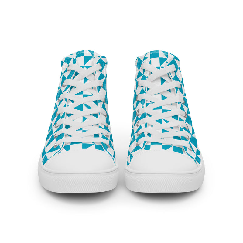Teal Diamond High Top #296 - Close Up Detail | HA!LO Canvas Sneakers