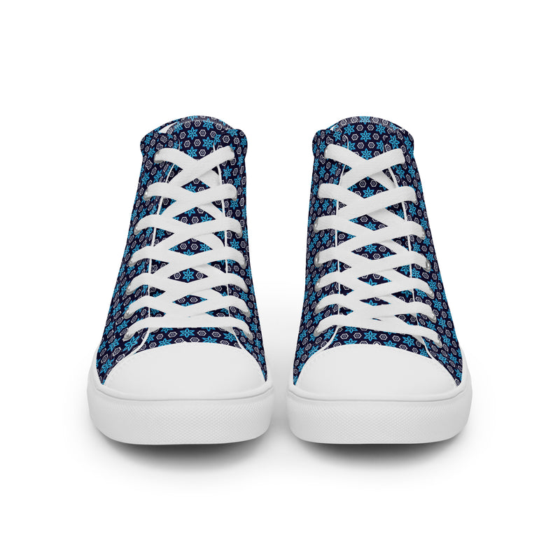 Navy Geo High Top #298 - Close Up Detail | HA!LO Canvas Sneakers