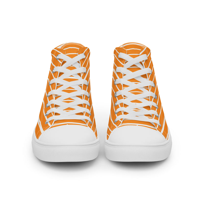 Orange Stripe High Top #312 - Close Up Detail | HA!LO Canvas Sneakers