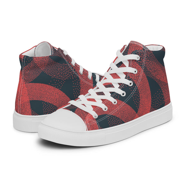 HA!LO Red Swirl #14 Men’s Canvas High Top Sneakers