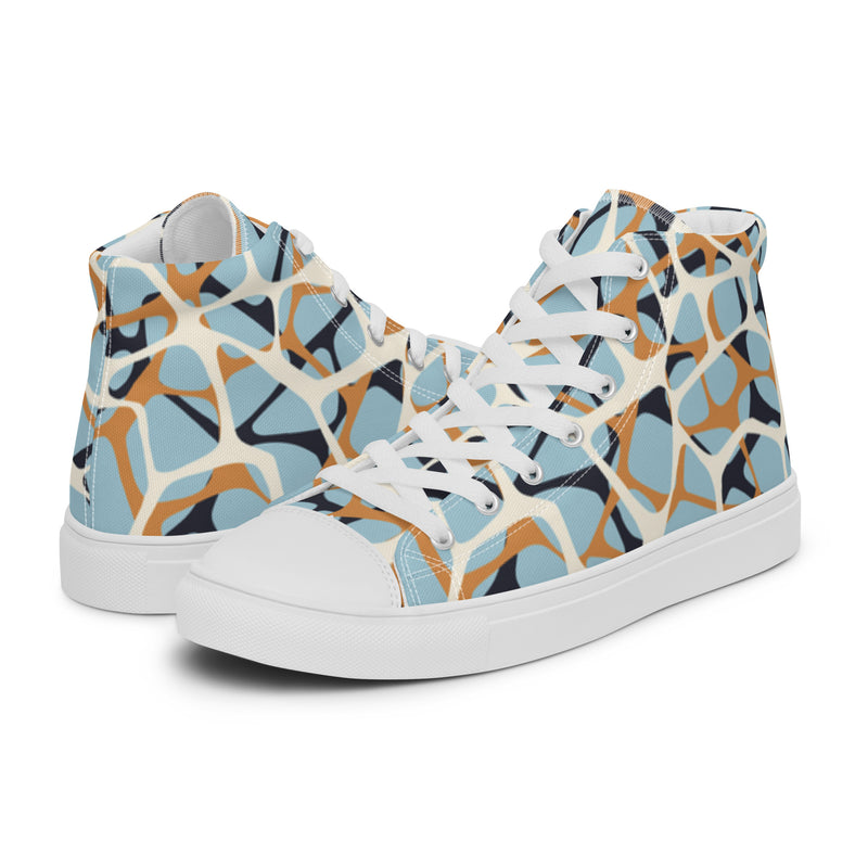 Mosaic Blue High Top #16 - Canvas High Top Sneakers | HA!LO