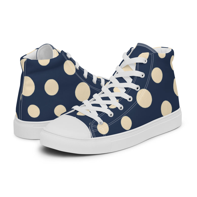 Navy Gold Dot High Top #19 - Canvas High Top Sneakers | HA!LO
