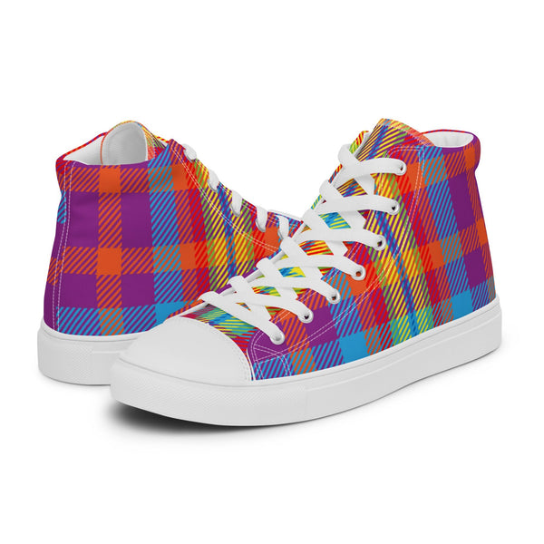 HA!LO Vivid Plaid #37 Men’s Canvas High Top Sneakers