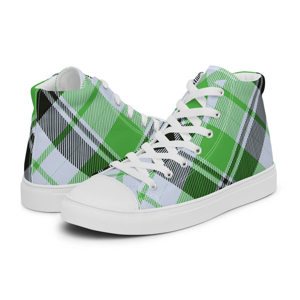 HA!LO Green Plaid #40 Men’s Canvas High Top Sneakers