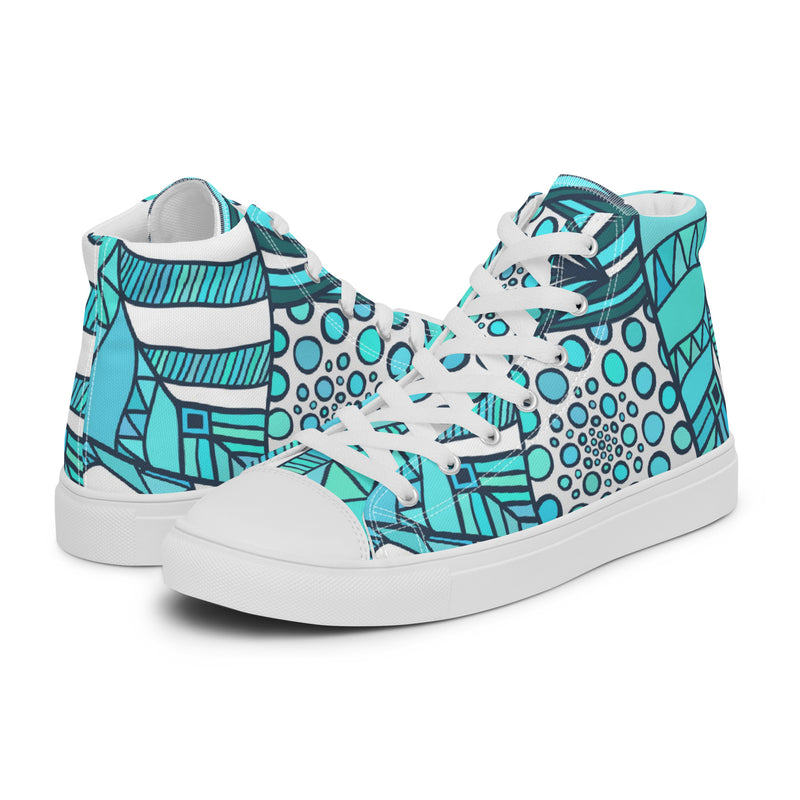 Teal Patchwork High Top #50 - Canvas High Top Sneakers | HA!LO