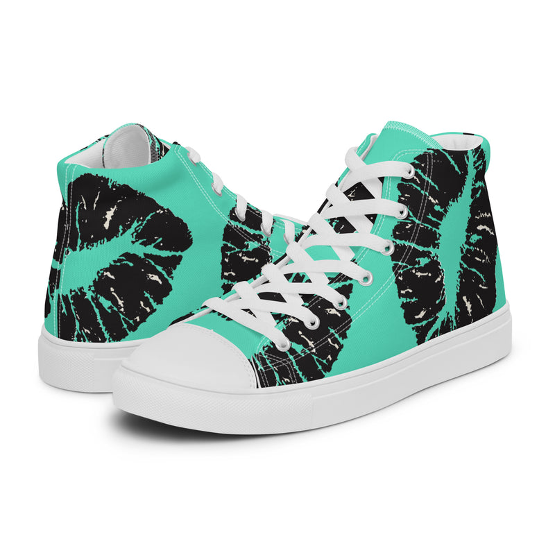 Teal Monstera High Top #52 - Canvas High Top Sneakers | HA!LO