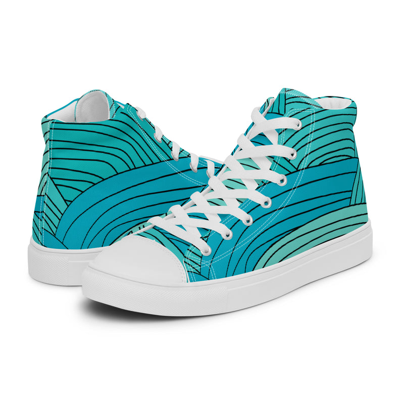 Teal Wave High Top #60 - Canvas High Top Sneakers | HA!LO