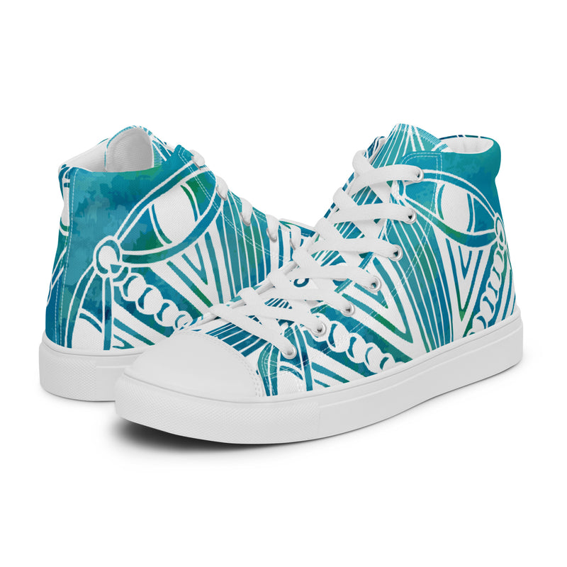 Teal Abstract High Top #64 - Canvas High Top Sneakers | HA!LO