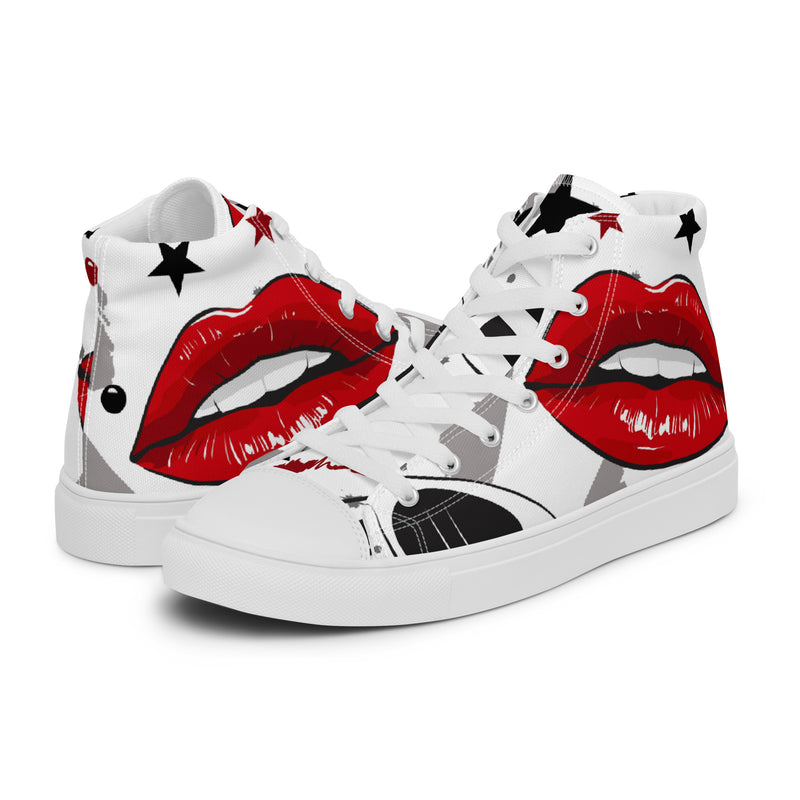 Red Lips High Top #75 - Canvas High Top Sneakers | HA!LO