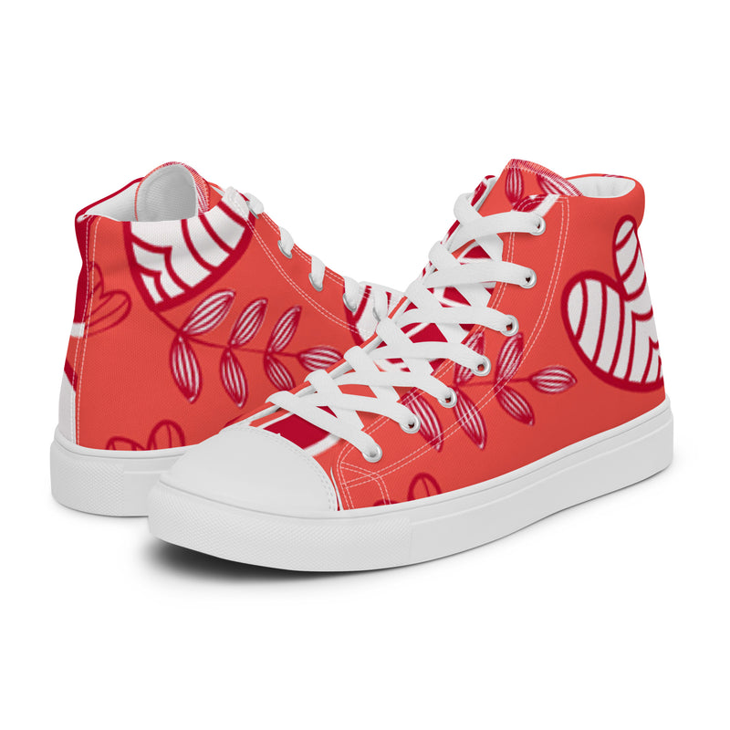 Coral Swirl High Top #83 - Canvas High Top Sneakers | HA!LO