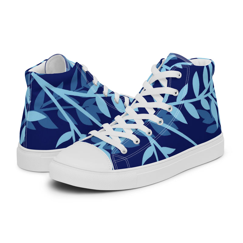Blue Leaf High Top #84 - Canvas High Top Sneakers | HA!LO