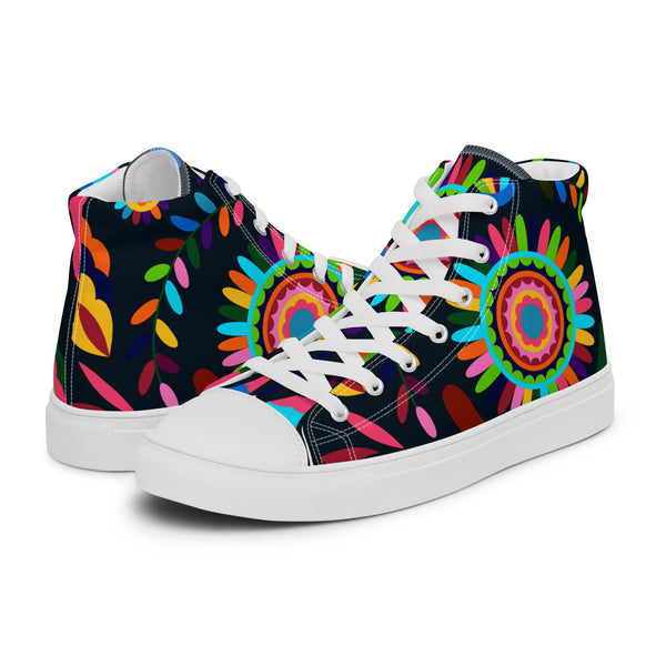 HA!LO Neon Mandala #92 Men’s Canvas High Top Sneakers