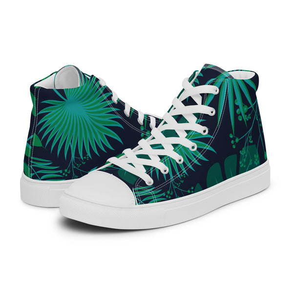 HA!LO Teal Tropical #111 Men’s Canvas High Top Sneakers