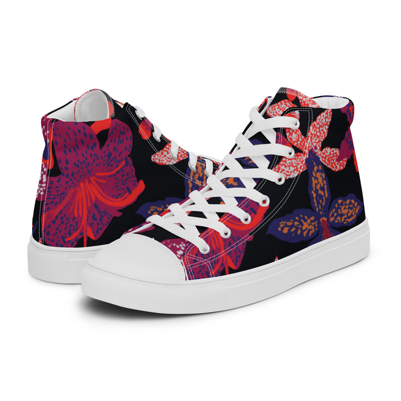 Magenta Floral High Top #114 - Canvas High Top Sneakers | HA!LO