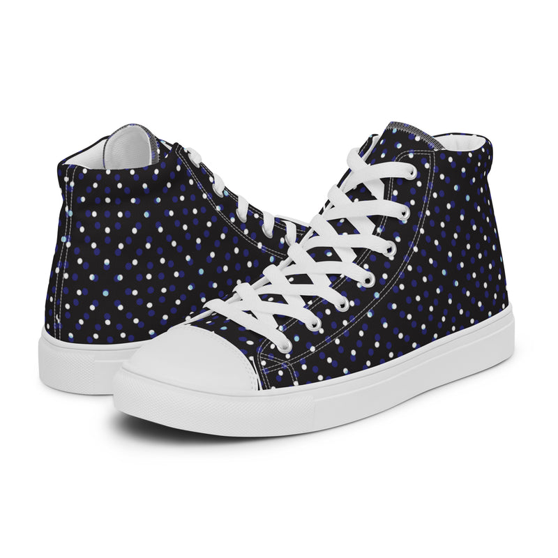 Navy Polka Dot High Top #118 - Canvas High Top Sneakers | HA!LO