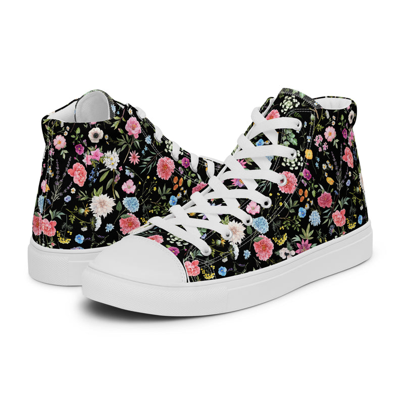 Midnight Floral High Top #124 - Canvas High Top Sneakers | HA!LO