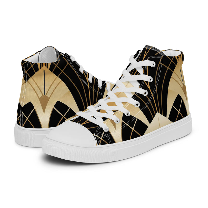 Art Deco Gold High Top #138 - Canvas High Top Sneakers | HA!LO