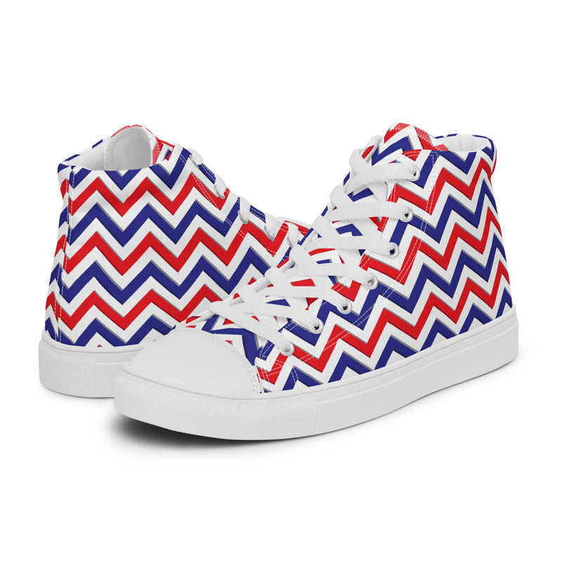 Patriotic Chevron High Top #156 - Canvas High Top Sneakers | HA!LO