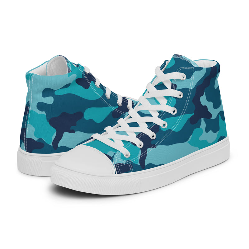 Blue Camo High Top #178 - Canvas High Top Sneakers | HA!LO