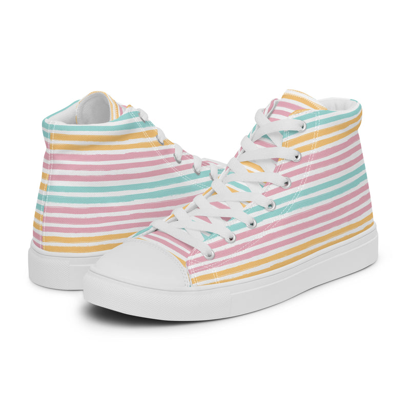 Rainbow Stripe High Top #190 - Canvas High Top Sneakers | HA!LO