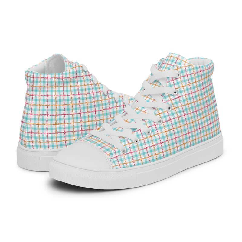Pastel Check High Top #193 - Canvas High Top Sneakers | HA!LO