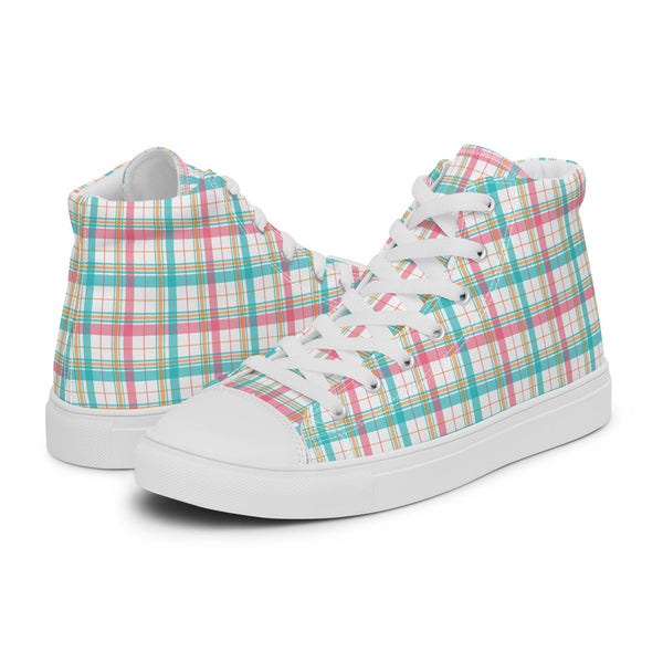 HA!LO Mint Plaid #199 Men’s Canvas High Top Sneakers