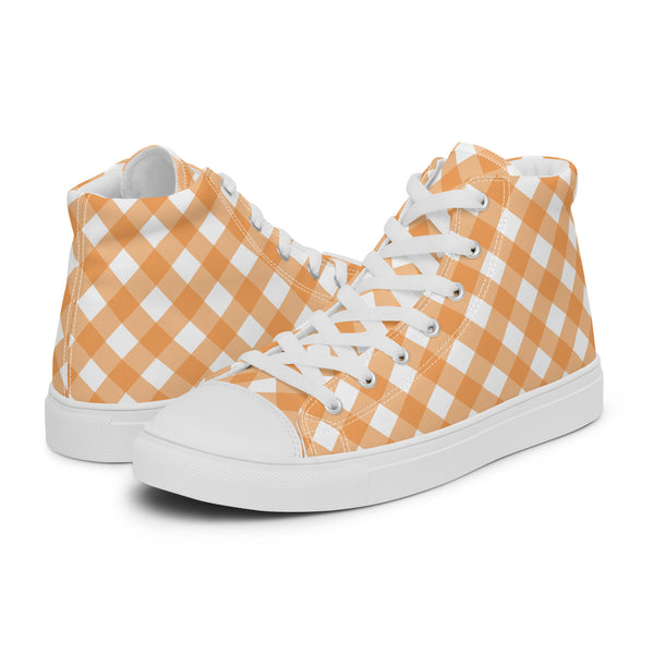 HA!LO Orange Check #201 Men’s Canvas High Top Sneakers