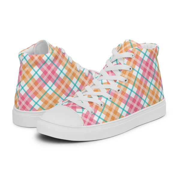 HA!LO Rainbow Plaid #202 Men’s Canvas High Top Sneakers